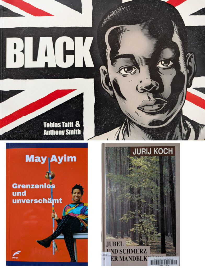 Covers of Black, Grenzenlos und unverschämt, and Jubel und Schmerz der Mandelkrähe.